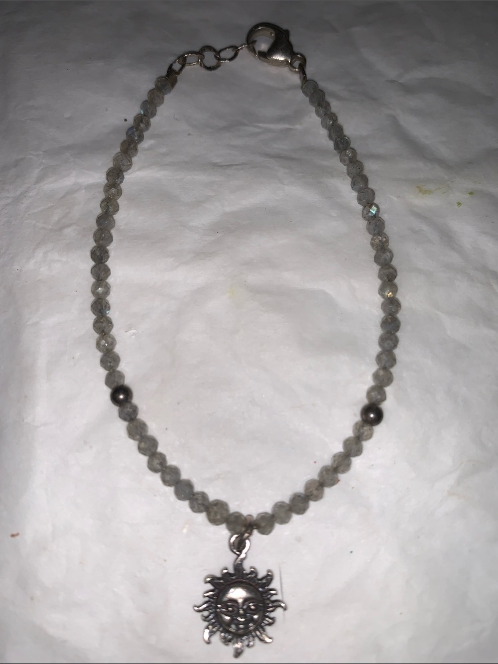 Sun Charm  Beaded Bracelet - Gray